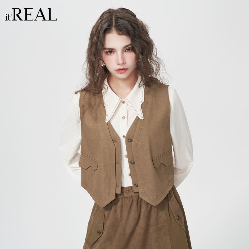 瑞尔法式复古外搭马甲女