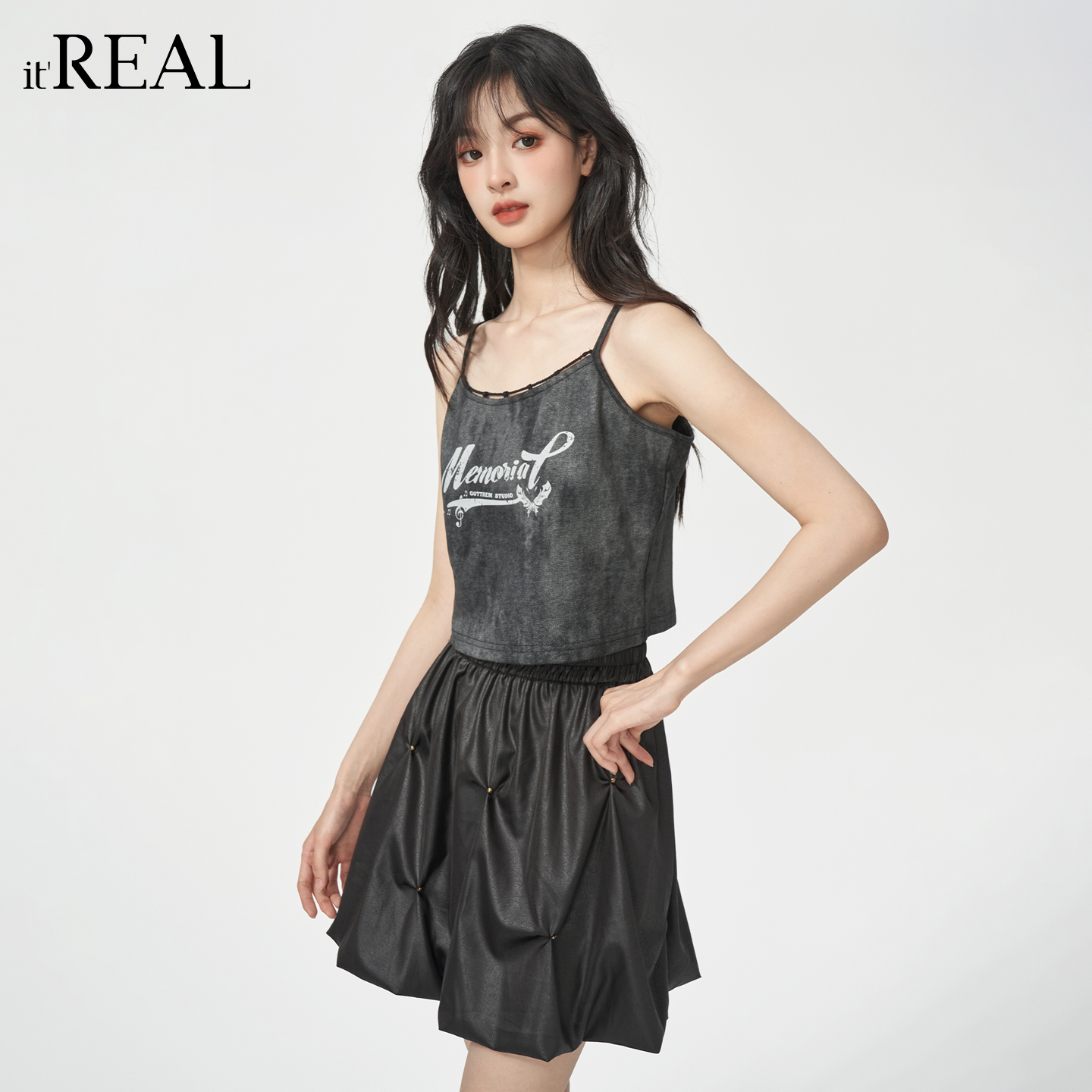 瑞尔法式复古吊带背心女