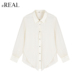 衬衫 real通勤风翻领长袖 女宽松百搭减龄白色衬衣上衣