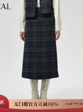 it'real瑞尔25年冬季新款气质复古经典格纹学院风半裙半身裙女