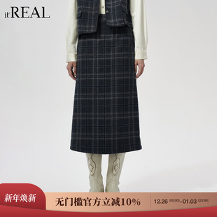 气质复古经典 新款 格纹学院风半裙半身裙女 real瑞尔25年冬季