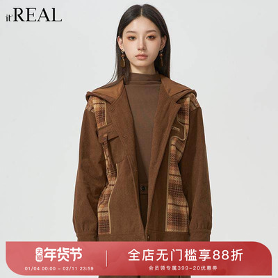 itreal连帽短款棒球服外套