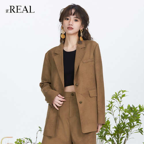 瑞尔长袖复古长袖西服外套