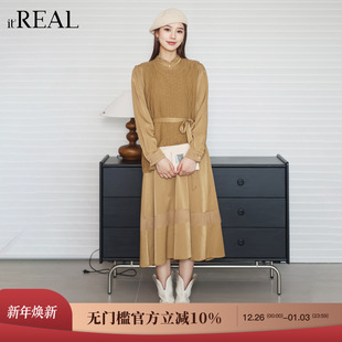 气质两件套系带复古连衣裙女 新款 real瑞尔25年冬季