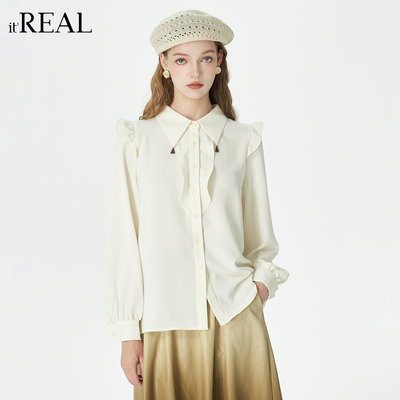 瑞尔法式复古衬衫女2025秋季新款
