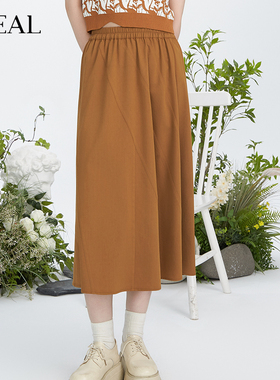 it'real瑞尔法式复古半身裙女秋夏高腰半裙显瘦中长款a字伞裙