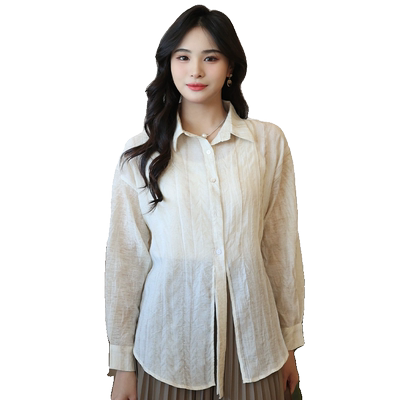 瑞尔宽松复古长袖扎染衬衫