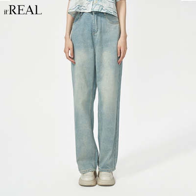 瑞尔美式复古牛仔裤女2025春夏
