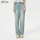 轻薄显瘦直筒阔腿长裤 女夏季 新款 real瑞尔美式 复古牛仔裤