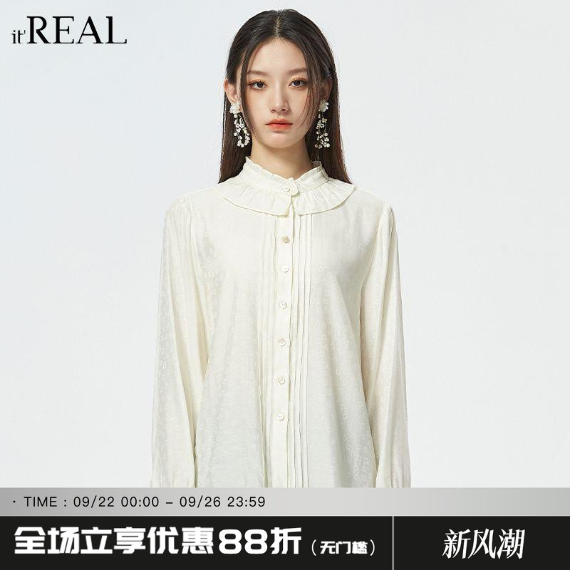 长袖衬衫itreal法式复古宽松