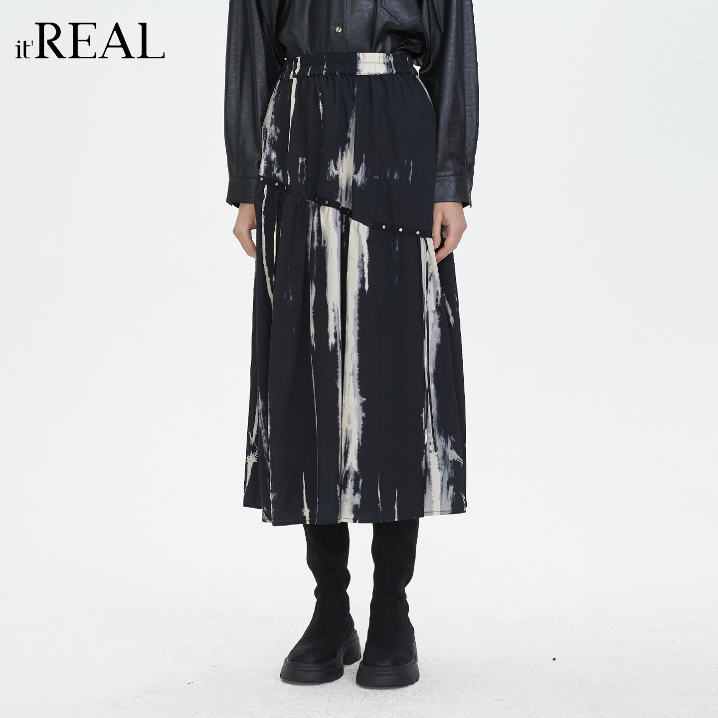 it'real瑞尔春季新款复古晕染中长款伞裙裙子女下装女装,女装/女士精品,半身裙,淘宝优惠券,粉丝福利购,淘宝优惠卷