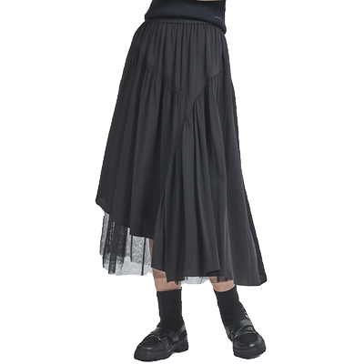 瑞尔中长伞裙复古半身裙