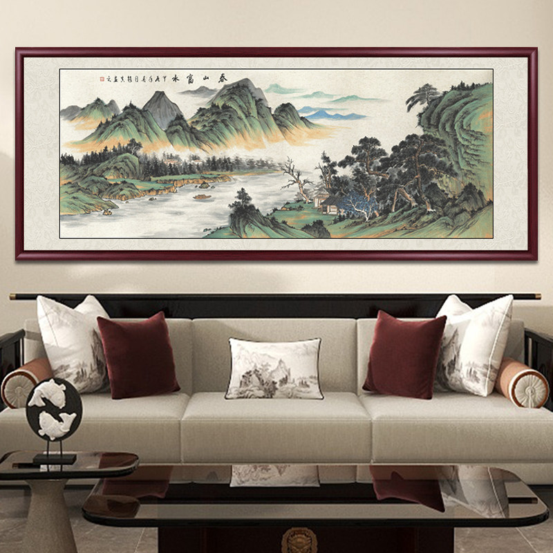 国画山水画纯手绘真迹新中式办公室装饰画客厅挂画沙发背景墙壁画