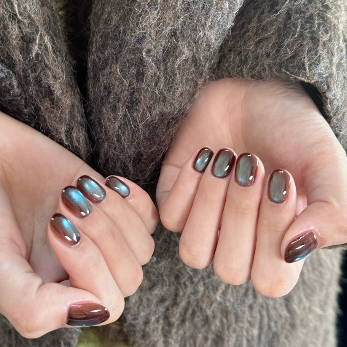 【薄荷甜巧】秋冬爆款蓝棕猫眼玻璃珠纯手工穿戴甲显白气质高级感,彩妆/香水/美妆工具,穿戴甲/甲片,淘宝优惠券,粉丝福利购,淘宝优惠卷