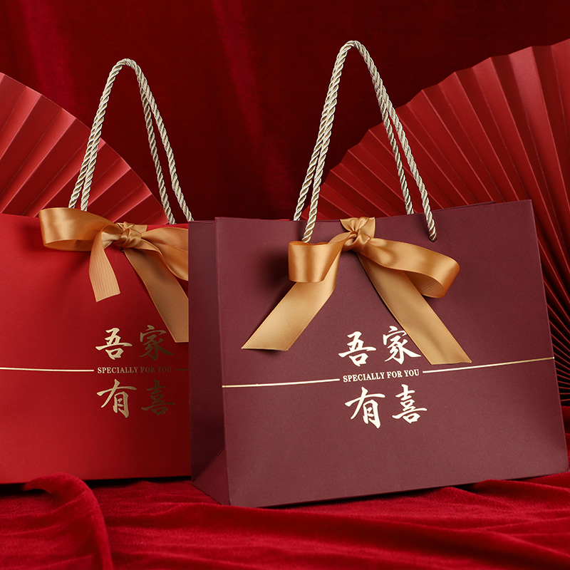 手提袋礼品袋定制高档服装店牛皮纸袋子定做结婚喜糖袋订做印logo
