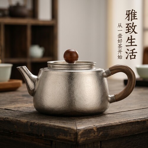 手工纯钛冰花可泡可煮茶壶