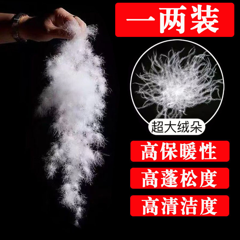 特级散装羽绒95白鹅绒90白鸭绒大朵高保暖填充物原料一两装