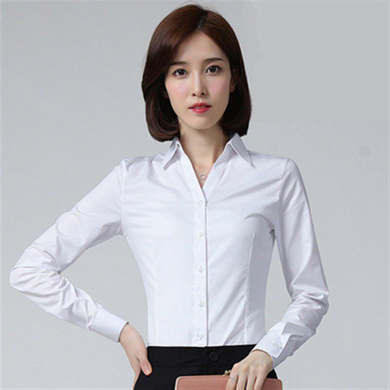 职业黑色衬衫女士长袖春秋高级感时尚洋气大码工作服上衣衬衣女款