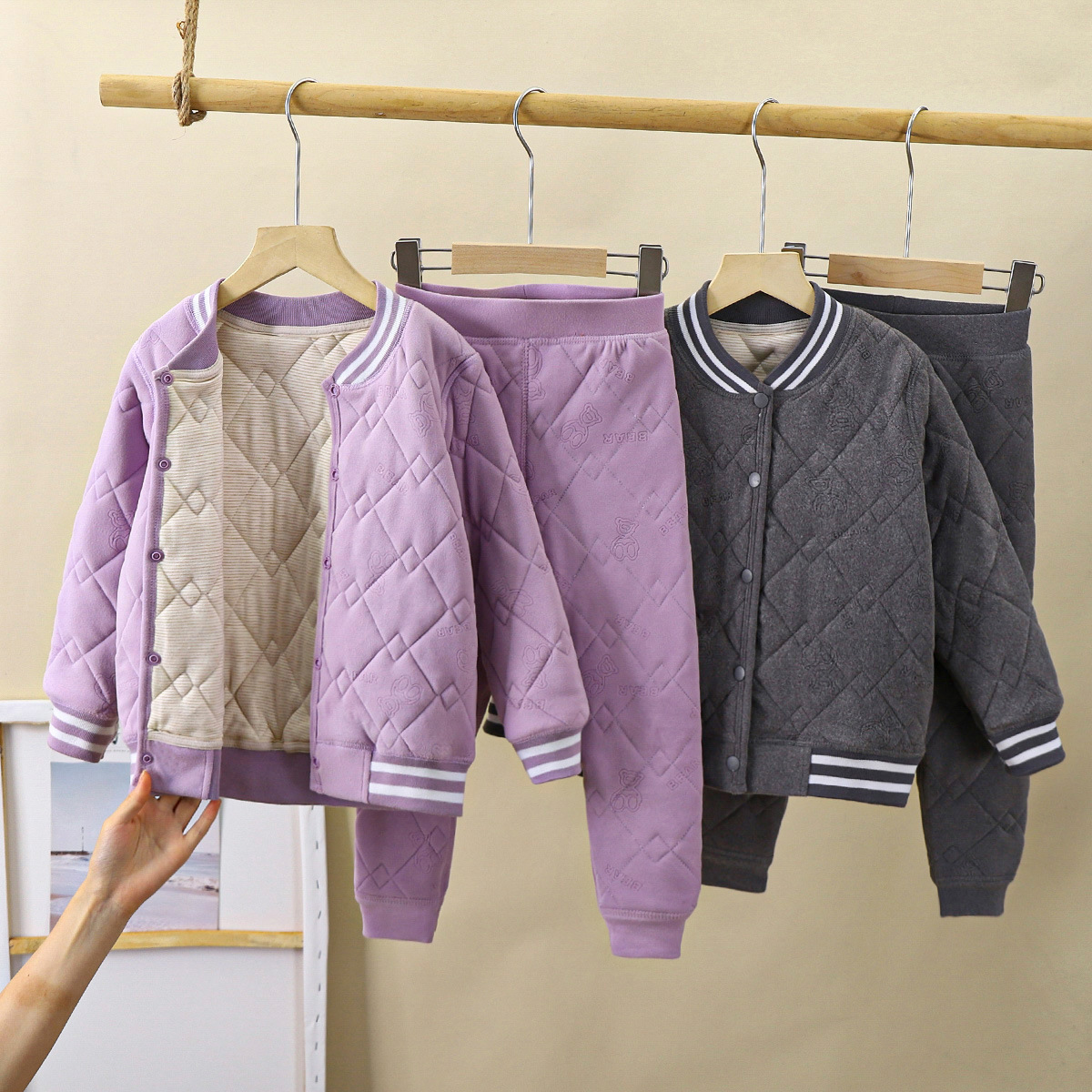 儿童校服神器秋冬新款三层绗棉男童棉衣加绒加厚内搭女童棉袄a类