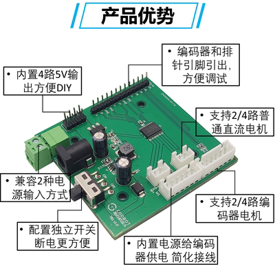 TB6612电机驱动模块L298N驱动器智能车 四路520编码器电机TT马达