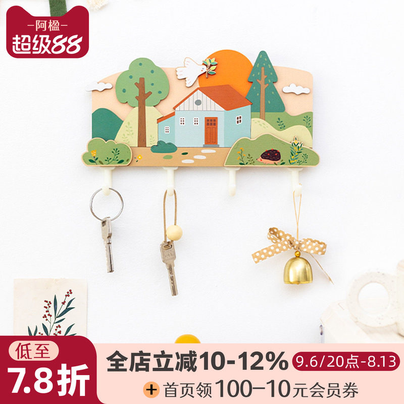 立体卡通钥匙挂钩一排墙面门装饰图片