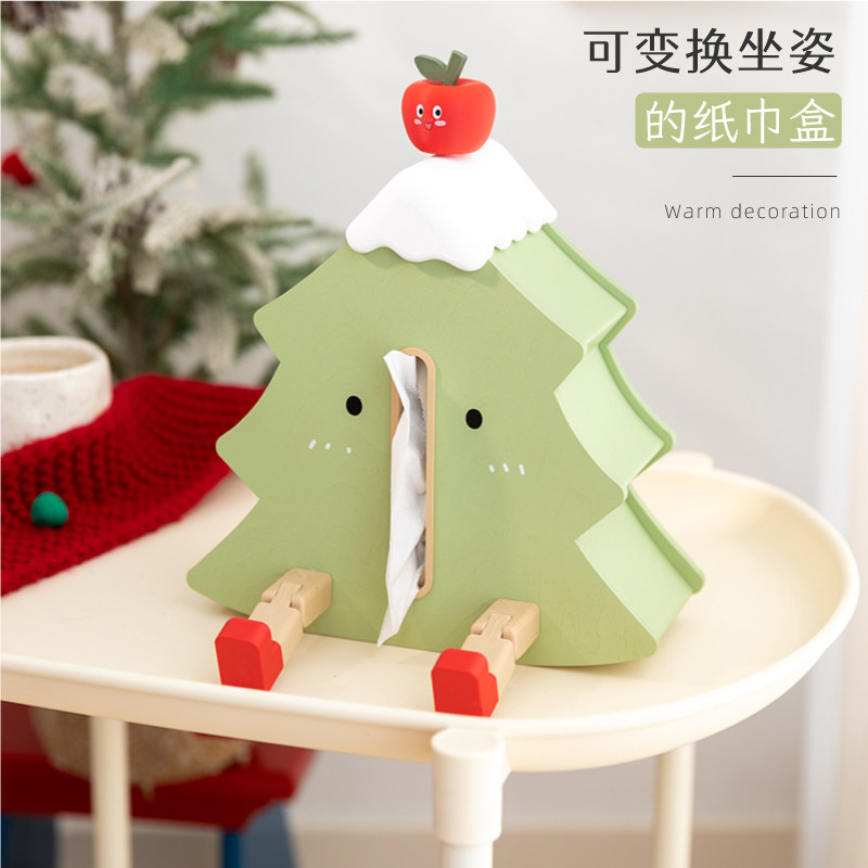 有趣可爱圣诞树抽纸盒儿童房摆件图片