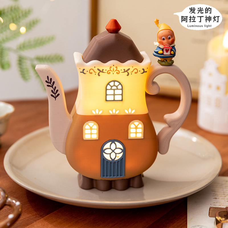 童话茶壶小夜灯氛围壁灯造景摆件