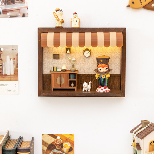 手办娃娃造景盲盒收纳展示架壁灯