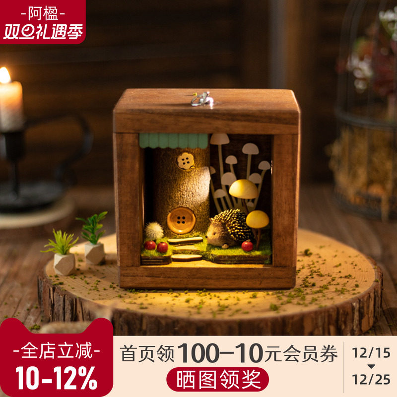 阿楹 森系微景观摆件艺术工位盲盒道具床头柜桌装饰灯圣诞礼物女