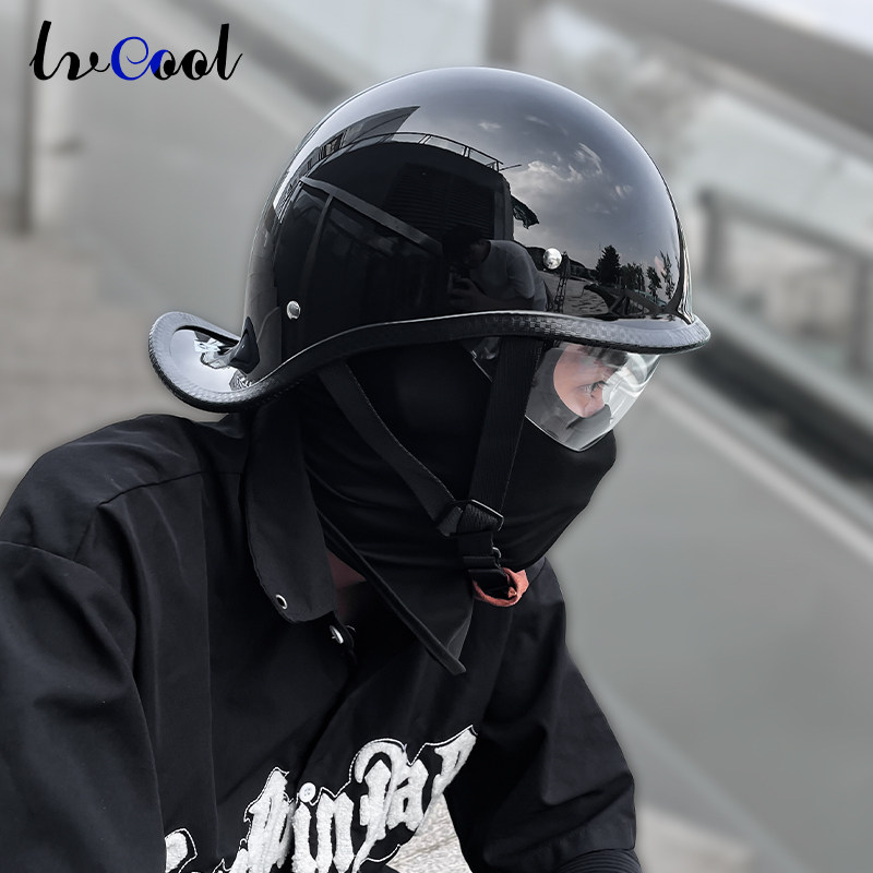 lvcool复古瓢盔夏季摩托车安全帽