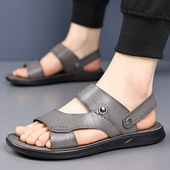 男士 新款 户外沙滩鞋 凉鞋 两穿软底工厂直销一件代发皮凉鞋 子