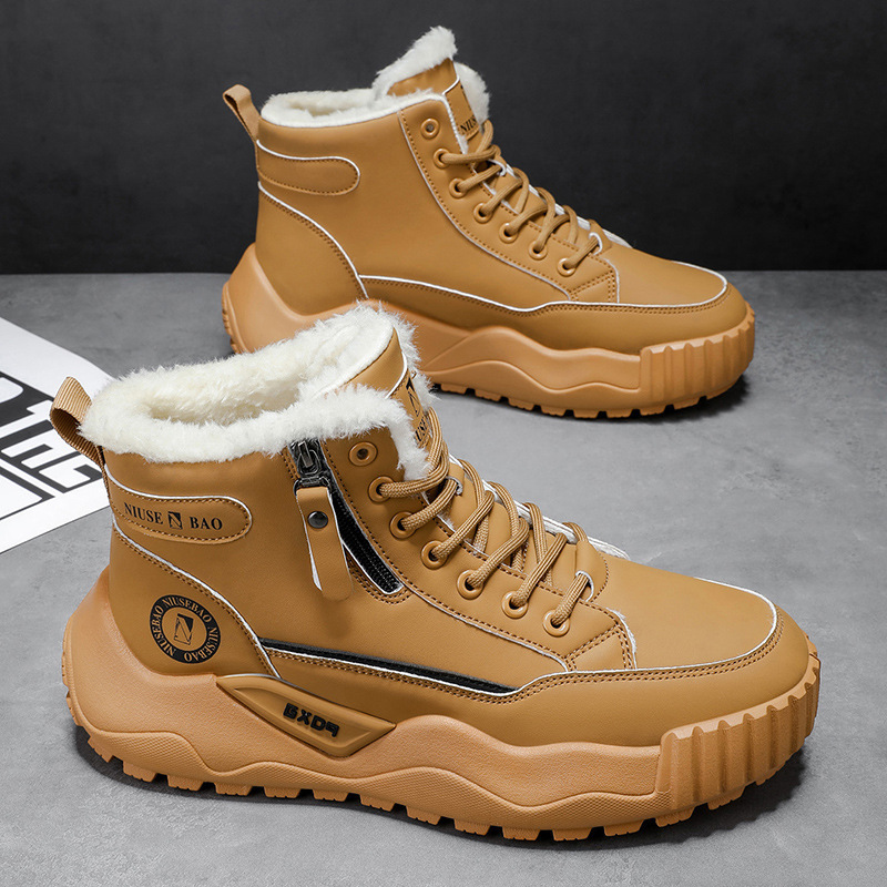2025秋冬新款男士冬季厚底男鞋加绒加厚保暖棉鞋东北抗寒中帮男靴