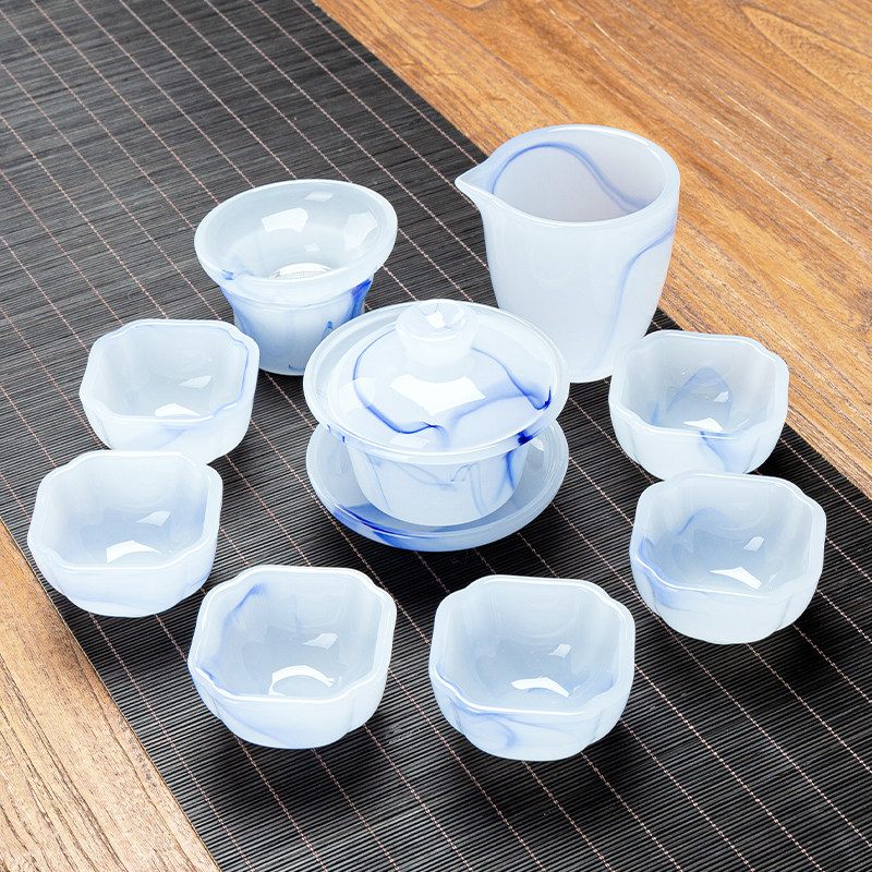 飘蓝四方琉璃茶具套装