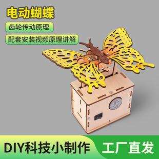 仿生电动机械蝴蝶齿轮传动仿真diy手工小学生三四年级科技小制作