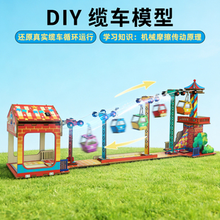 科技制作DIY缆车模型科学实验手工制作物理力学教学玩具科教模型