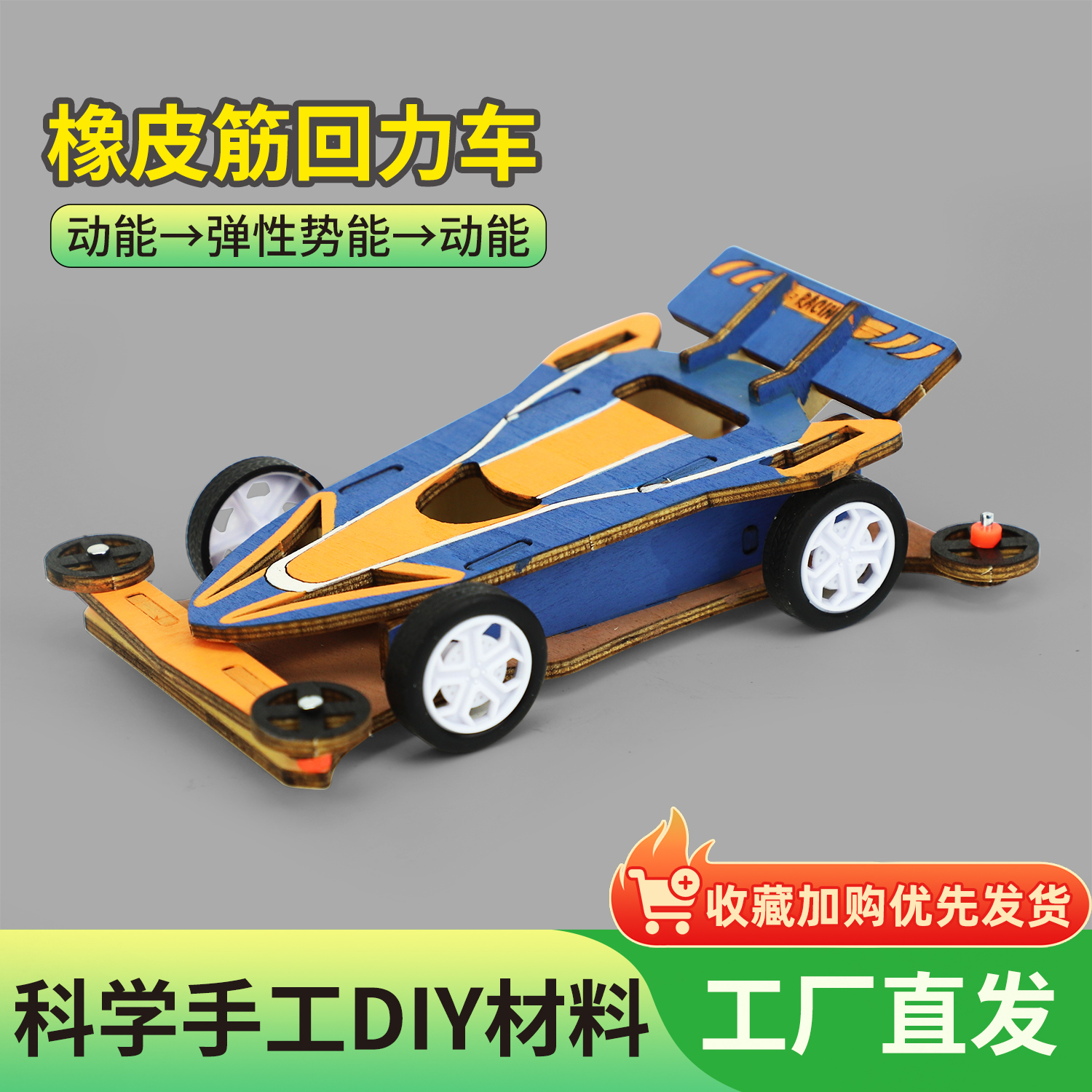 简易四轮橡皮筋回力车模型