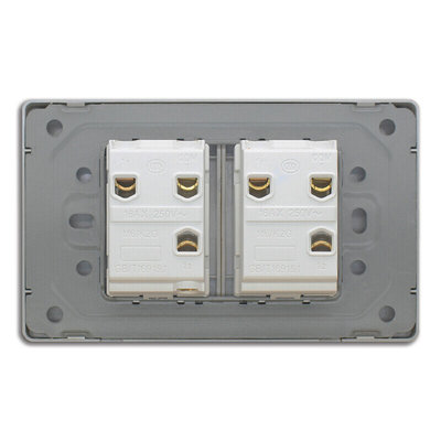 国际电工118型暗装拉丝金色组合开关插座面板二位二开双控开关