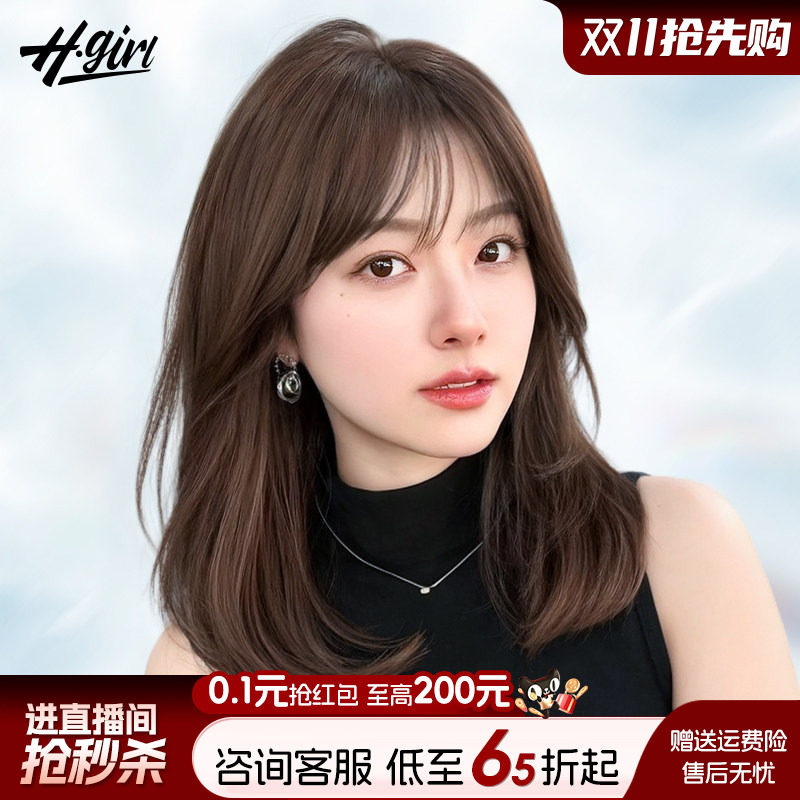 锁骨假发自然空气刘海真发假发