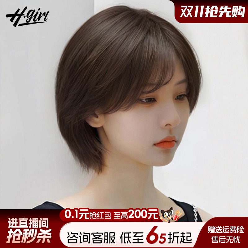 假发全头套女真人发丝高端无痕自然全真发双递针头套中老年女短发