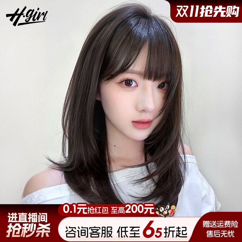 假发全头套女短发真人发丝自然减龄刘海锁骨发新款无痕整顶假发套