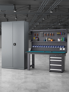 奇凌防静电工作台 重型钳工桌子 车间钢板装配维修实验工具台带灯