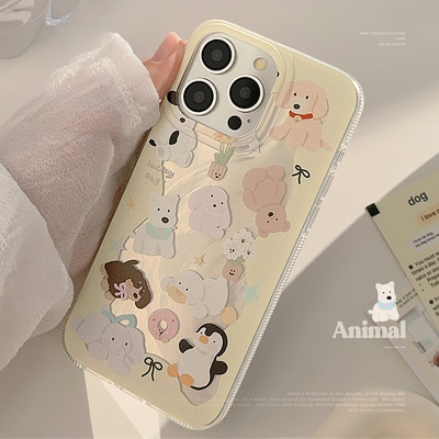 AceCase奶黄动物手机壳16适用17苹果15羽纱iphone13防摔12韩系卡通14promax硬11创意