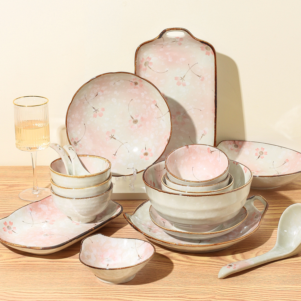 樱花碗碟套装家用碗盘餐具