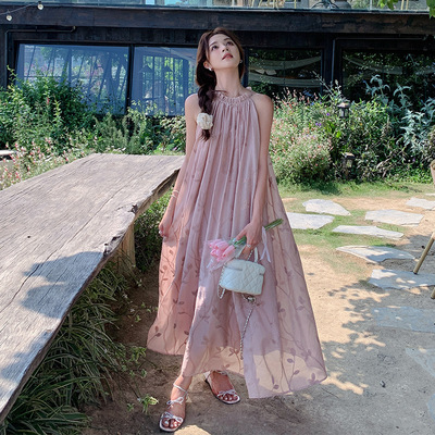 实拍粉色重工刺绣女神范