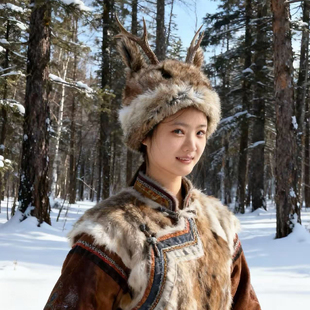 狍子帽鄂伦春狍角鹿角帽防风防寒保暖真兔毛女式冬天仿鹿毛狍头帽