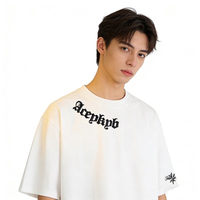 YKYB黄子韬 T恤基础字母印花休闲百搭宽松圆领套头短袖上衣夏季