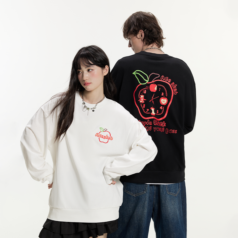 宽松百搭设计感发泡圆领情侣上衣