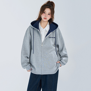 YKYB黄子韬 卫衣基础logo简约百搭拼色连帽男女同款开衫外套春季