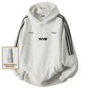 秋冬 复古侧边条纹宽松休闲情侣加绒帽衫 YKYB黄子韬 潮流卫衣美式