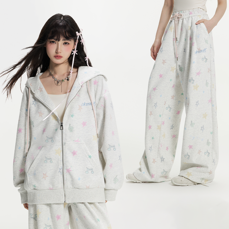 潮流星星印花甜美套装